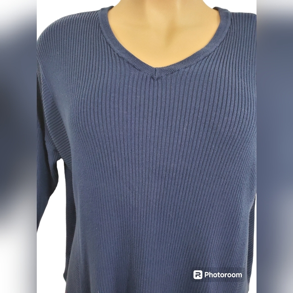 Lane Bryant 3/4 Sleeve V-Neck Ribbed Women's Sweater Blue ~ Pre-Owned Sz 22/24 - Picture 4 of 12
